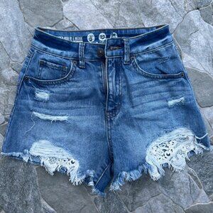 REWASH VINTAGE REUNION Super High Rise Wedge Jean Shorts Size 0/24